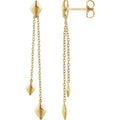 Geometric Diamond Shaped Chain Drop Earrings - 14K Gold (Y, W or R)