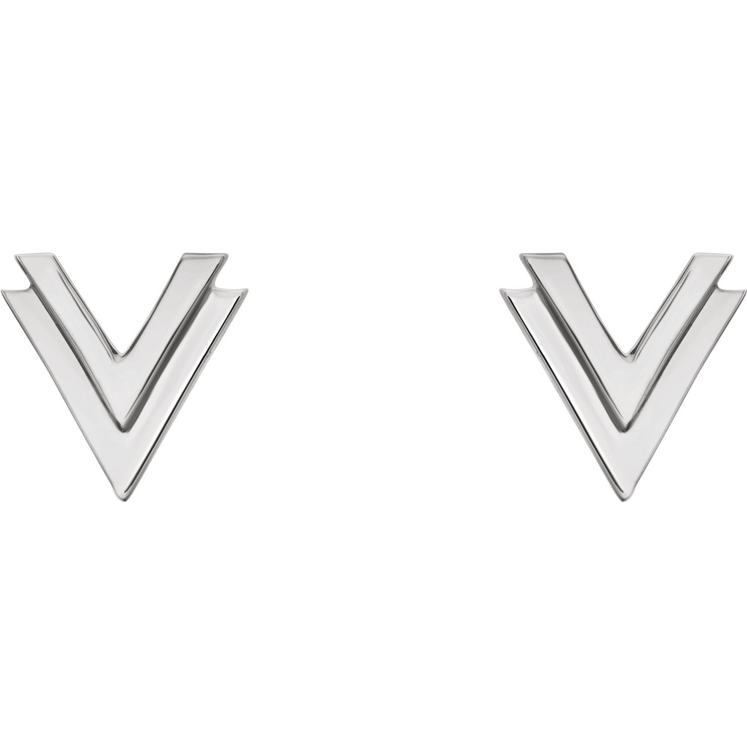 Small Double "V" Chevron Earrings - 14k Gold (Y, W or R), Platinum or Sterling Silver