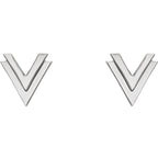 Small Double "V" Chevron Earrings - 14k Gold (Y, W or R), Platinum or Sterling Silver