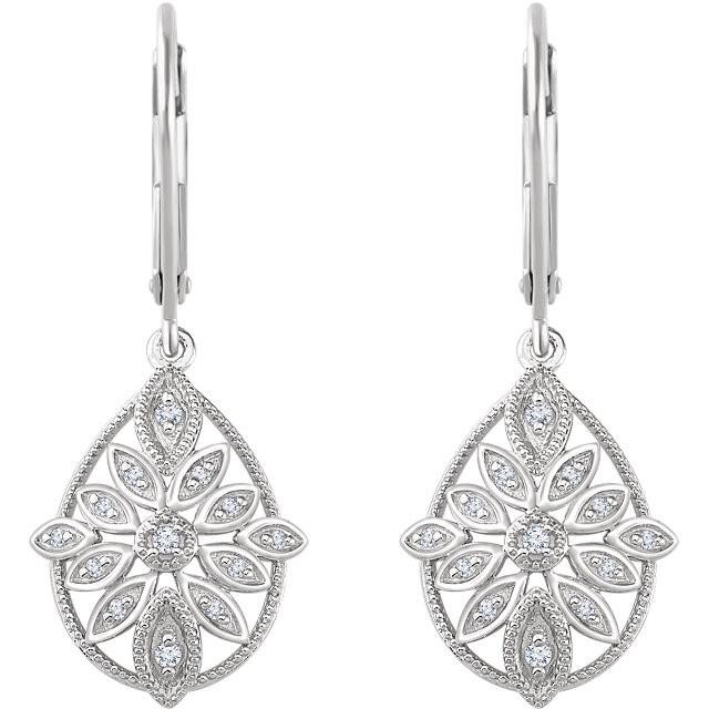 Sterling Silver 1/6 CTW Diamond Granulated Filigree Earrings