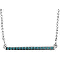 1/6 CTW Blue Diamond Bar Necklace  16-18" - 14k White Gold