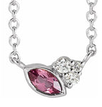 Pink Tourmaline & 0.03 CTW Diamond 16" or 18" Necklace - 14k Gold (Yellow, Rose, or White), Platinum, or Sterling Silver - WWDesignJewelers.com