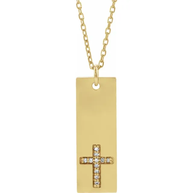 0.03 CTW Diamond Bar Cross 18" Necklace
 - 14k Gold (Y, W or R), Sterling Silver