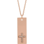 0.03 CTW Diamond Bar Cross 18" Necklace
 - 14k Gold (Y, W or R), Sterling Silver