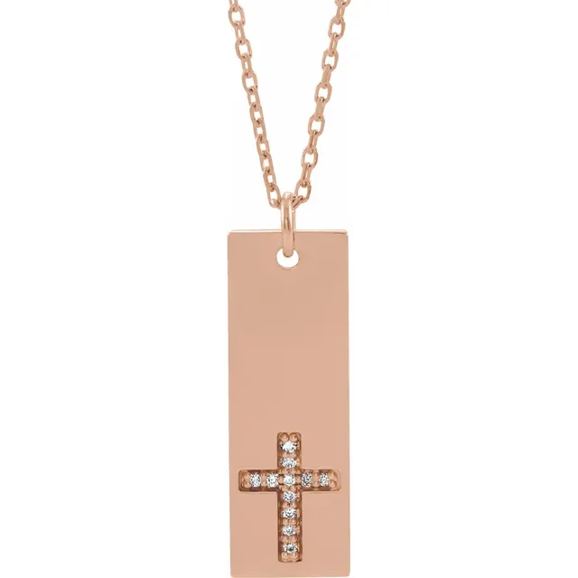 0.03 CTW Diamond Bar Cross 18" Necklace
 - 14k Gold (Y, W or R), Sterling Silver