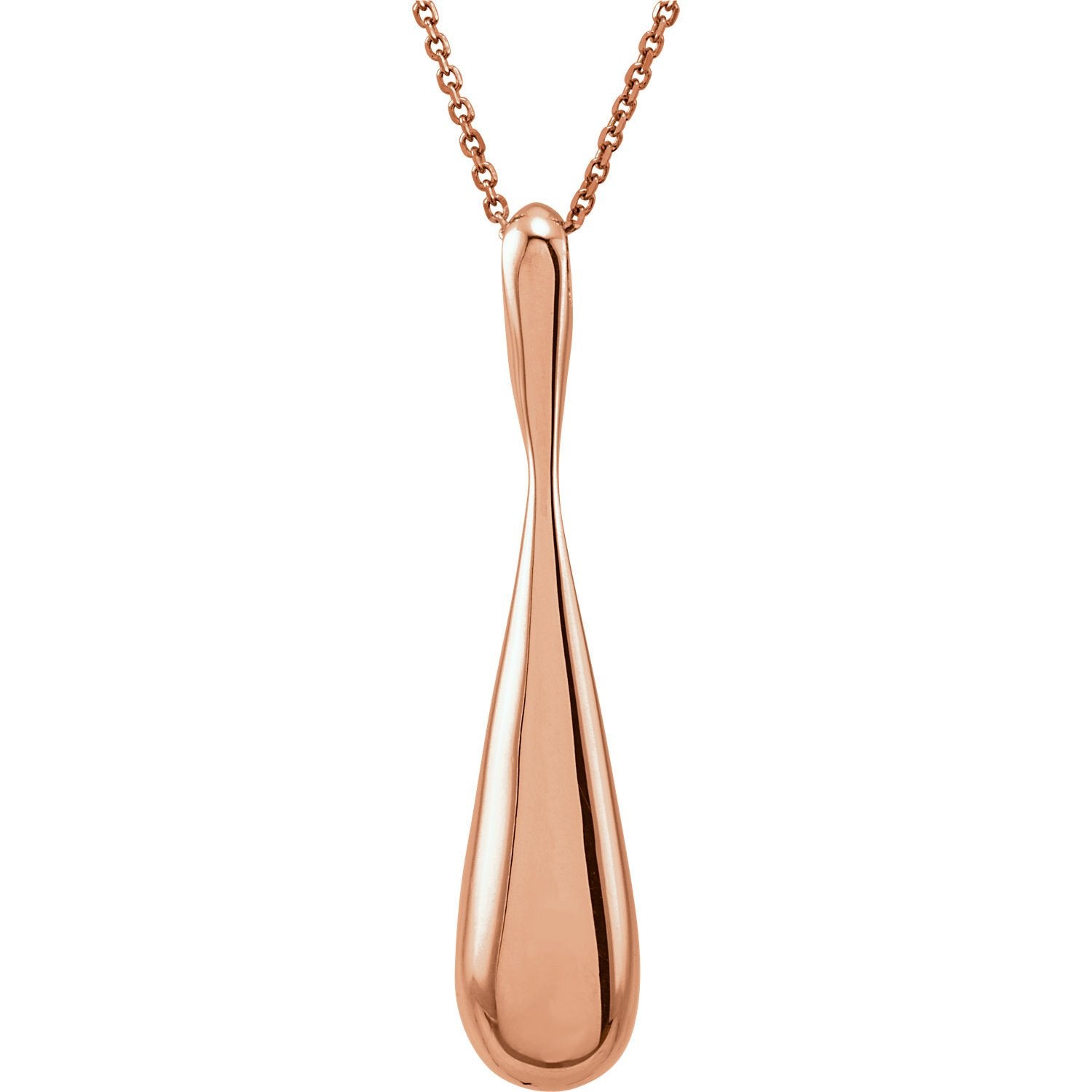 Reversable Smooth and Patterned Teardrop 18" Necklace - 14k Gold (Y, W, or R)