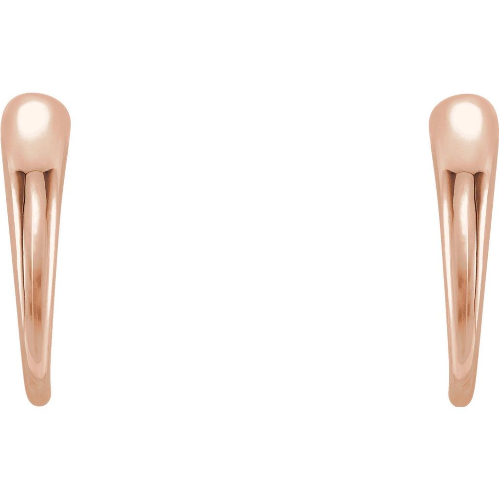 Horn Shaped J-Hoop Earrings - 14K Rose Gold