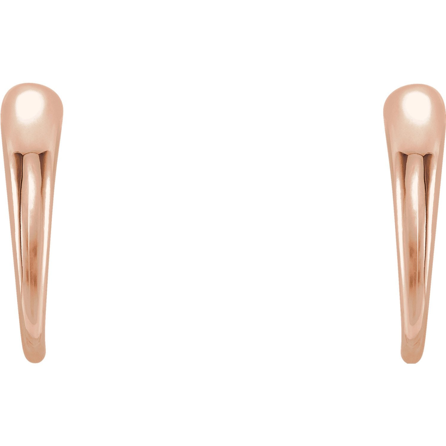 Horn Shaped J-Hoop Earrings - 14K Rose Gold