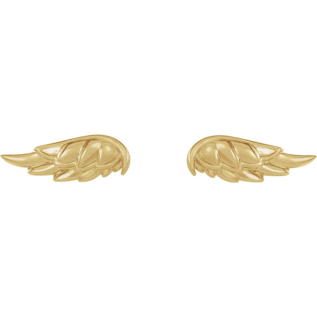 Angel Wing Earrings - 14K Gold (Y, R OR W), Platinum, or Sterling Silver