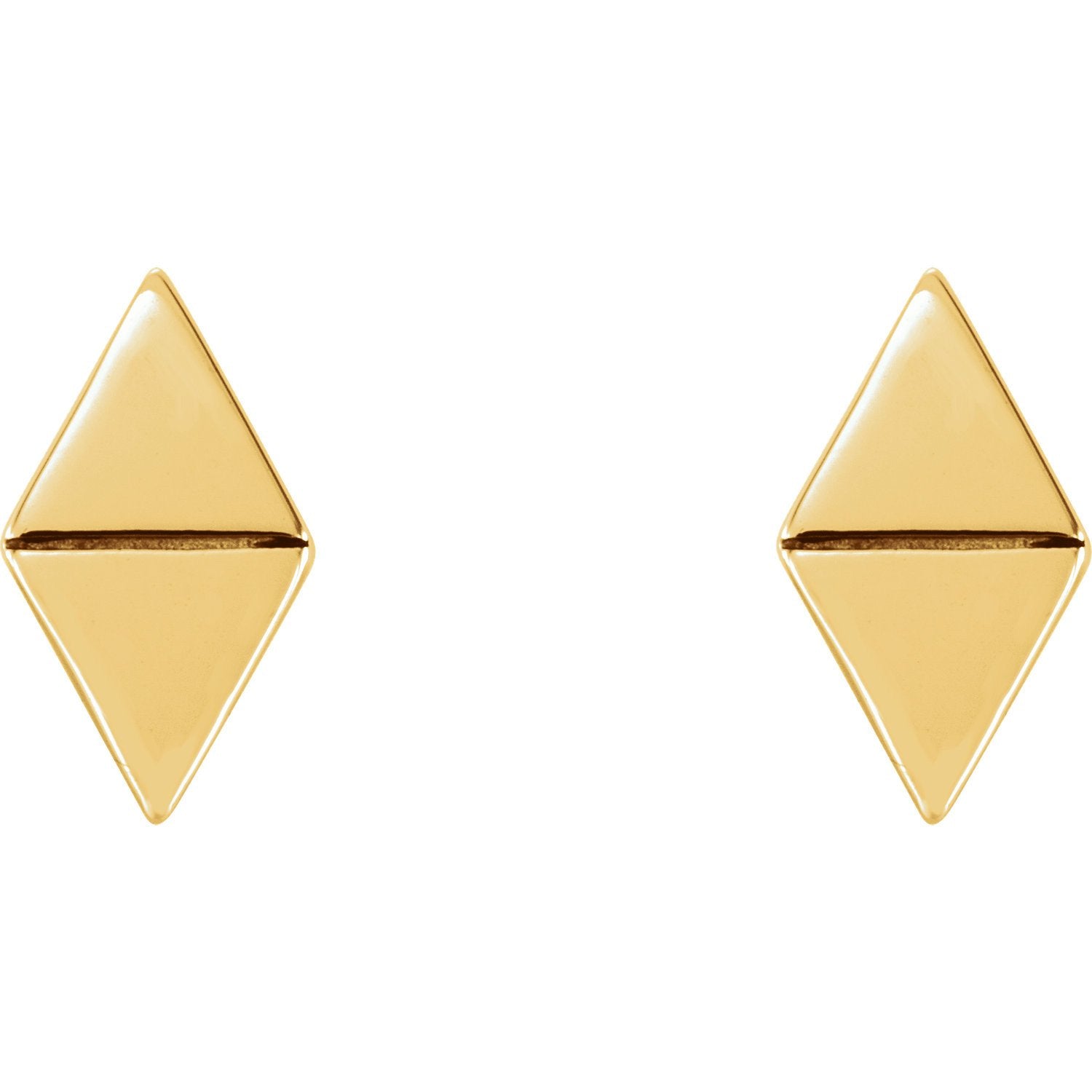 Diamond Shaped Geometric Earrings with Backs - 14K Gold (Y, W or R), Platinum, or Sterling Silver