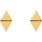 Diamond Shaped Geometric Earrings with Backs - 14K Gold (Y, W or R), Platinum, or Sterling Silver