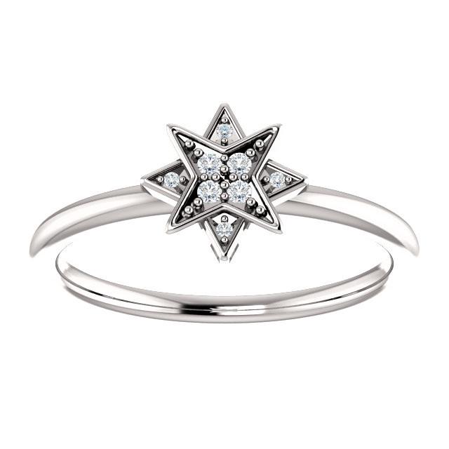 0.04 CTW Diamond Star Ring - Sterling Silver, 14k Gold (Y, W or R), Platinum
