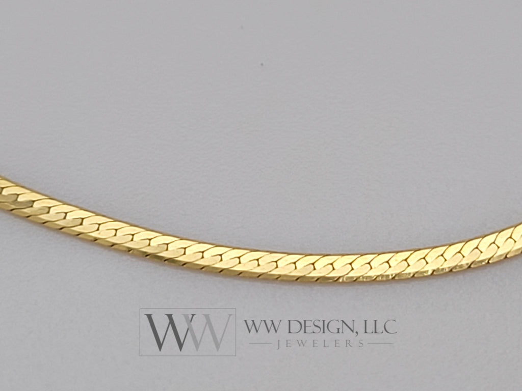 1.5mm Flexible Herringbone Chain 7" Chain Bracelet with Spring Clasp - 14K Yellow Gold