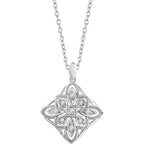 Sterling Silver 1/10 CTW Diamond Granulated Filigree Necklace
