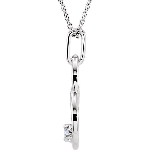 0.04 CTW Diamond Double Interlocking Circle Necklace 18" - 14k White Gold