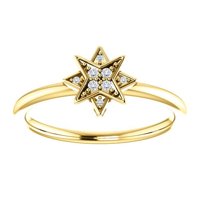 0.04 CTW Diamond Star Ring - Sterling Silver, 14k Gold (Y, W or R), Platinum