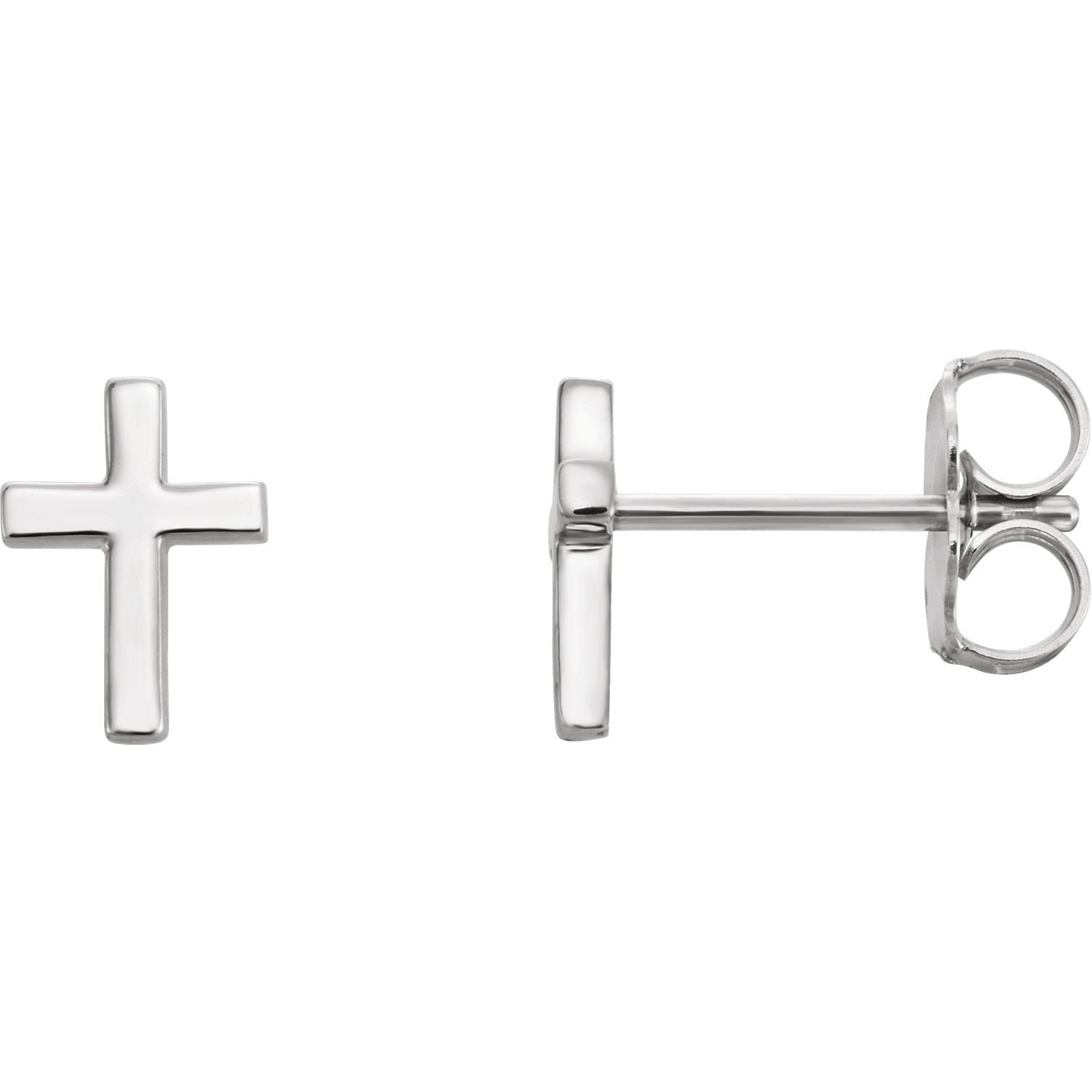 Small Cross Earrings - 14K White Gold, Platinum or Sterling Silver