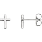 Small Cross Earrings - 14K White Gold, Platinum or Sterling Silver