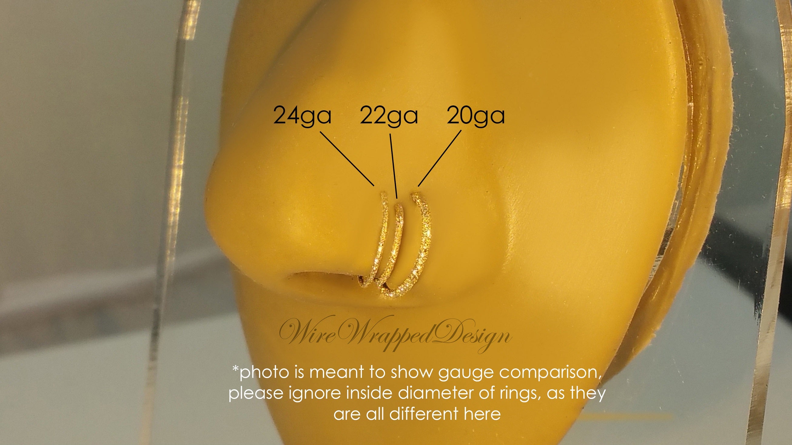 Nose Ring Diamond Cut Sparkly / Cartilage - Gold or Silver - 24 gauge Nose Hoop -VARIETY of Sizes - Earring Helix Tragus Septum Eyebrow Lip Conch