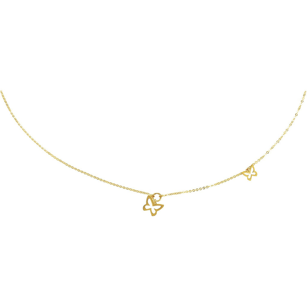 Butterfly Charm Chain Necklace - 14k Yellow Gold