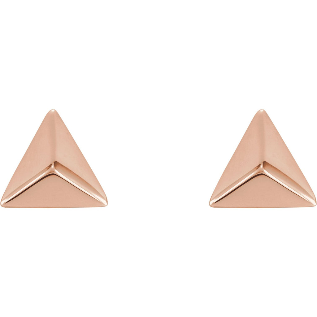 Pyramid Geometric Earrings with Backs - 14K Gold (Y, W or R), Platinum, or Sterling Silver