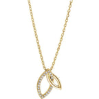 0.05 CTW Diamond Double Leaf Necklace - 14k Gold (Y, W or R), or Platinum, Sterling Silver