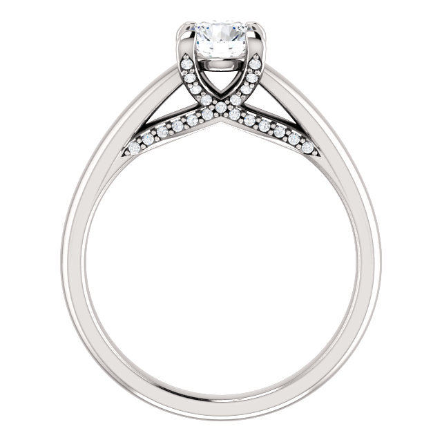 5.2 mm Round 0.6 CTW Diamond Engagement Ring - 14k White Gold or Platinum