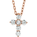 1/6 CTW Diamond Cross 16-18" Necklace - 14k Gold (Y, W or R), Platinum, Sterling Silver