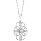 Sterling Silver 1/10 CTW Diamond Filigree 16-18" Necklace