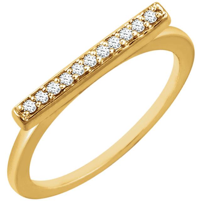 1/10 CTW Diamond Bar Ring - 14k Gold (Y, W or R)