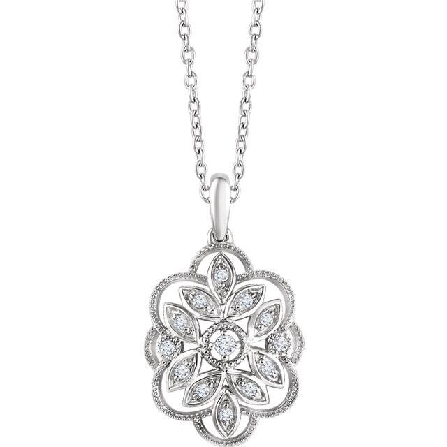 Sterling Silver 1/6 CTW Diamond 16-18" Necklace