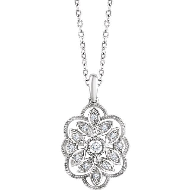 Sterling Silver 1/6 CTW Diamond 16-18" Necklace
