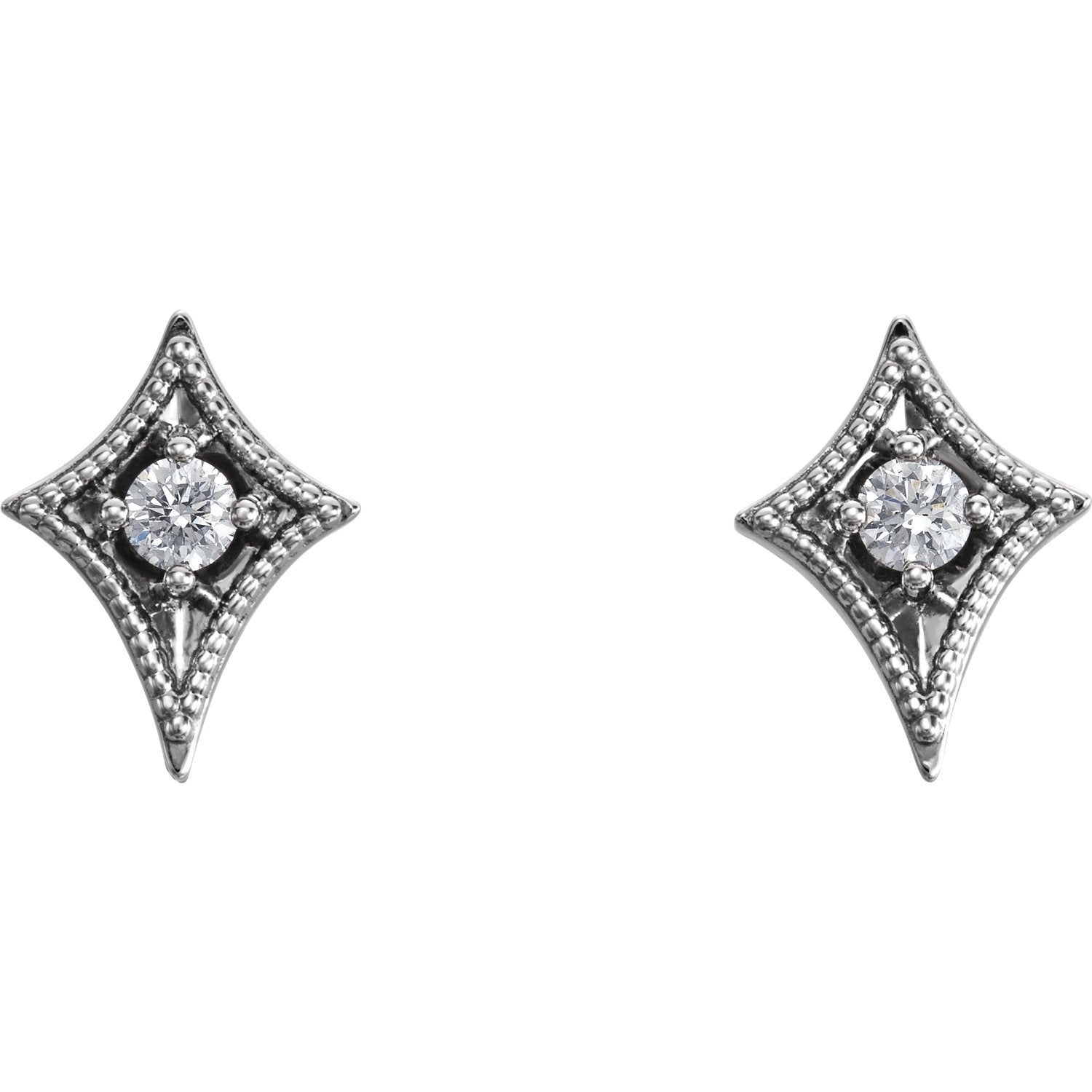 1/8 CTW Diamond Geometric Diamond Shaped Earrings - 14K Gold (Y, R or W), Platinum, or Sterling Silver