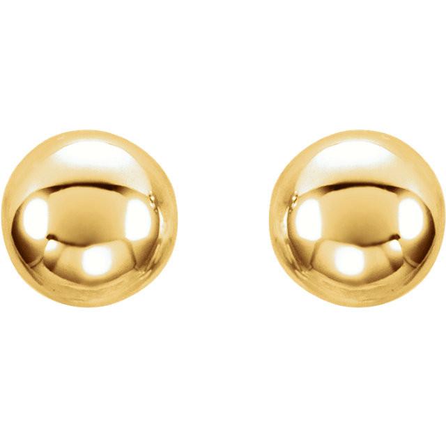 5mm Ball Earrings with Bright Finish - 14K Gold (Yellow or White)