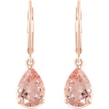 14k Rose Gold Morganite Lever Back Earrings - WW Design, LLC