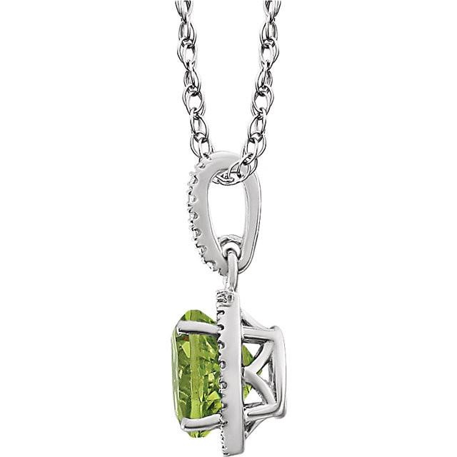 Peridot & .01 CTW Diamond 18" Necklace - Sterling Silver