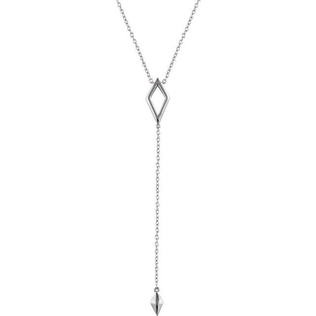 Geometric Diamond Shaped Y Necklace 16-18" - 14k Gold (Y, W or R)