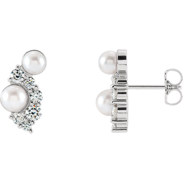 Akoya Cultured Pearls & 1/2 CTW Diamond Earrings  - WW Design, LLC