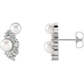 Akoya Cultured Pearls & 1/2 CTW Diamond Earrings  - WW Design, LLC