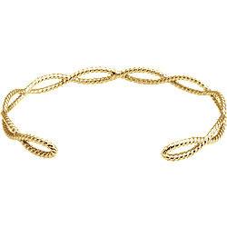 Rope Cuff Bracelet - 14k Gold (Y, R or W), or Sterling Silver