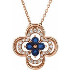 1/4 CTW Diamond and Sapphire Clover Necklace 16-18" - 14k Gold (Y, W or R), or Platinum - wwdesignjewelers.com