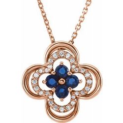 1/4 CTW Diamond and Sapphire Clover Necklace 16-18" - 14k Gold (Y, W or R), or Platinum - wwdesignjewelers.com