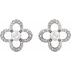 Freshwater Cultured Pearl & 1/4 CTW Diamond Earrings - 14k Gold (Y, W, R)