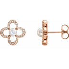 Freshwater Cultured Pearl & 1/4 CTW Diamond Earrings - 14k Gold (Y, W, R)Freshwater Cultured Pearl & 1/4 CTW Diamond Earrings - 14k Gold (Y, W, R)