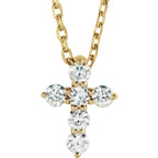 1/6 CTW Diamond Cross 16-18" Necklace - 14k Gold (Y, W or R), Platinum, Sterling Silver