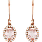 14k Rose Gold Morganite & 1/5 CTW Diamond Earrings