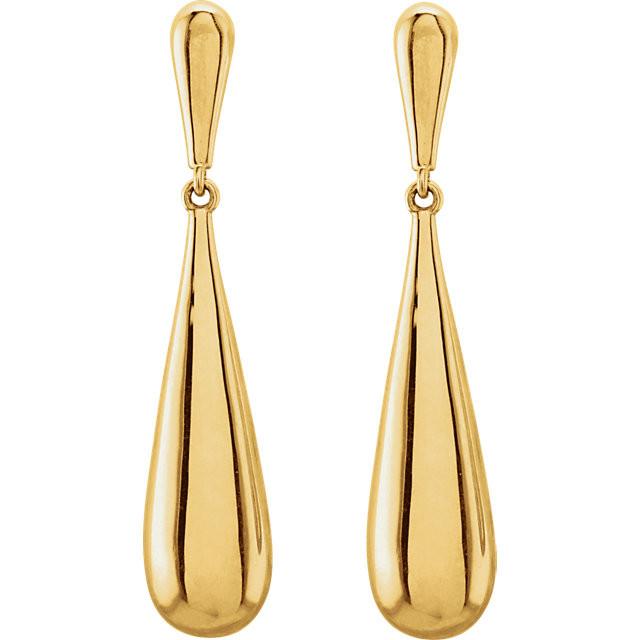 Smooth Teardrop Earrings - 14k Gold (Y, W, or R)