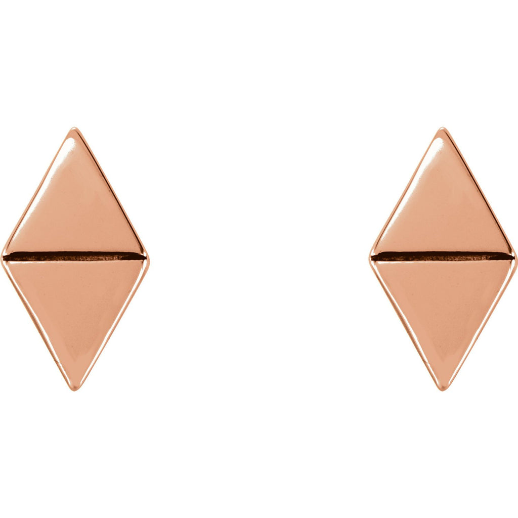 Diamond Shaped Geometric Earrings with Backs - 14K Gold (Y, W or R), Platinum, or Sterling Silver