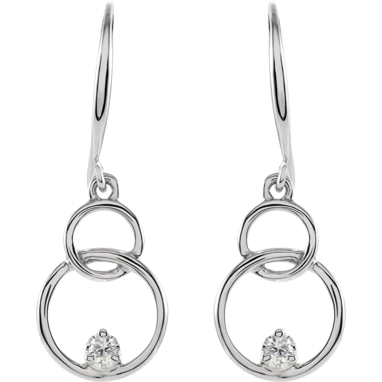 0.04 CTW Diamond Double Interlocking Circle Earrings - 14k Gold (Y, W, or R)