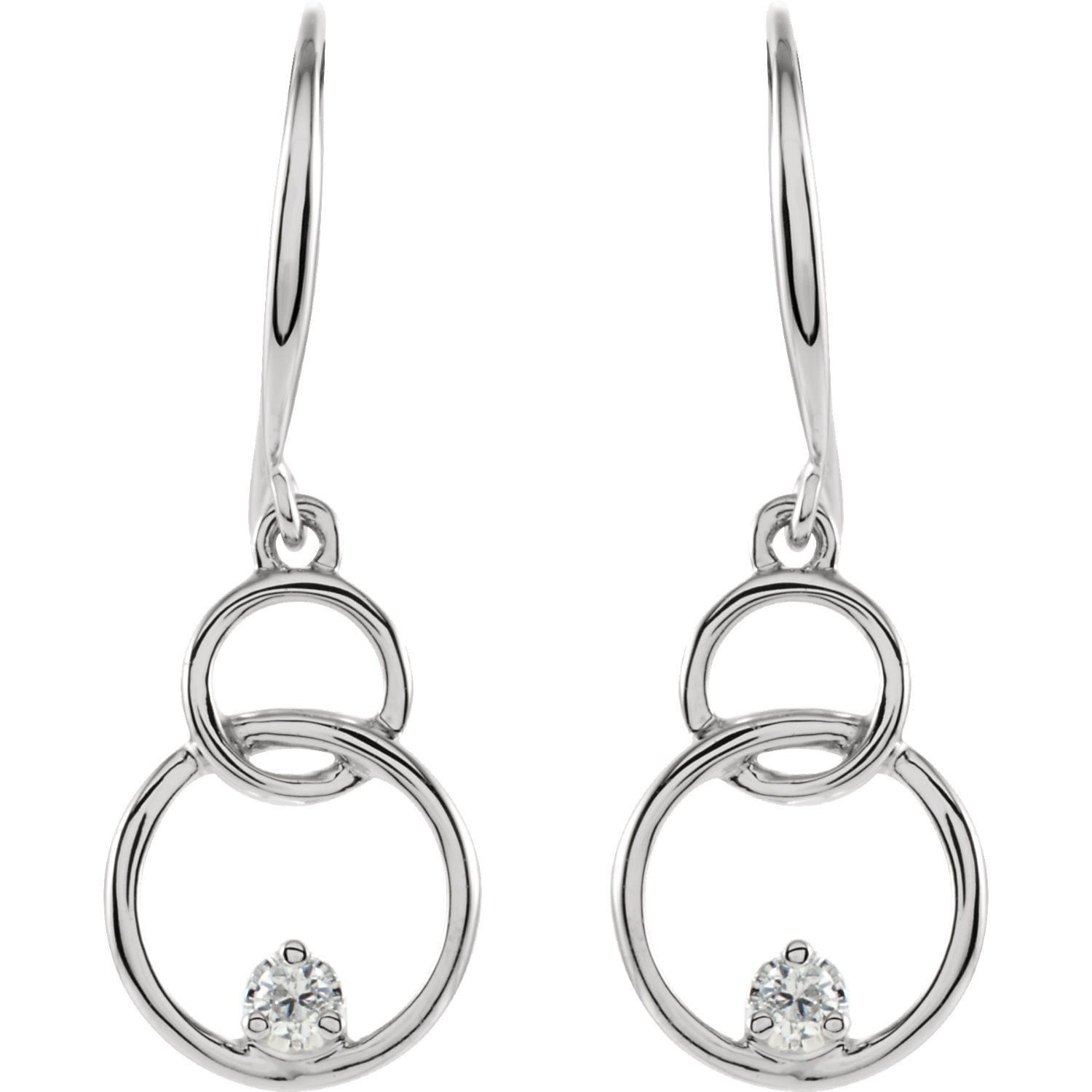 0.04 CTW Diamond Double Interlocking Circle Earrings - 14k Gold (Y, W, or R)
